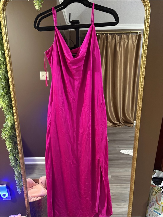 Express Dresses & Skirts - Express Hot Pink Maxi Slip Dress with Cowl Neck